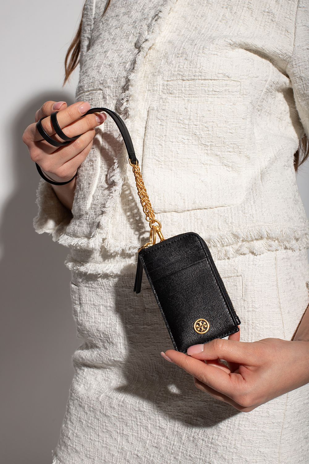 Black 'Robinson' card holder with neck strap Tory Burch